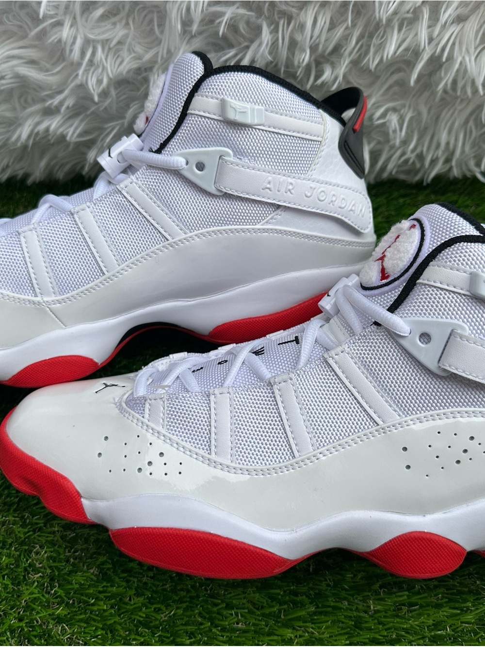 Air Jordan 6 Rings White Red Sneakers Size 10